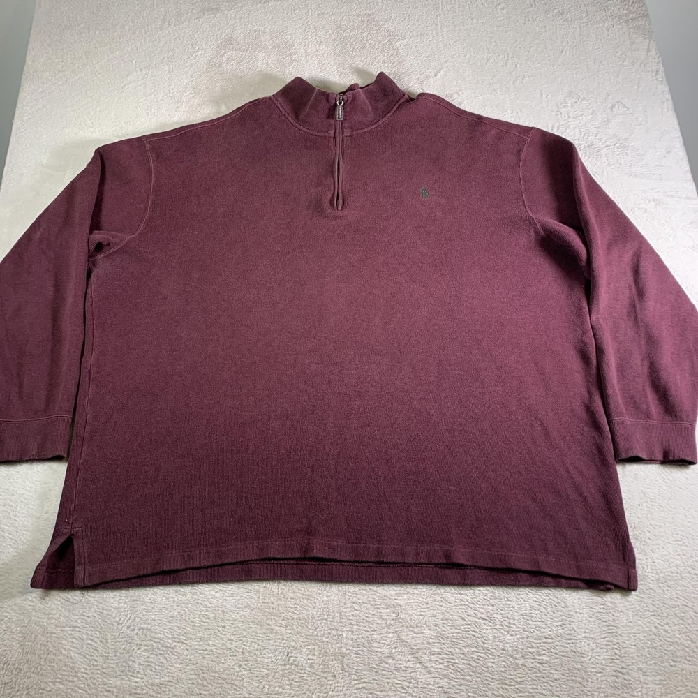 Polo Ralph Lauren Sweater Mens 3XLT Red Quarter‎ Zip Mock Neck Cotton Pullover